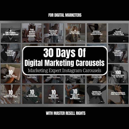 30 Days Of Digital Marketing Carousels Bundle | Elevate Your Social Media Strategy