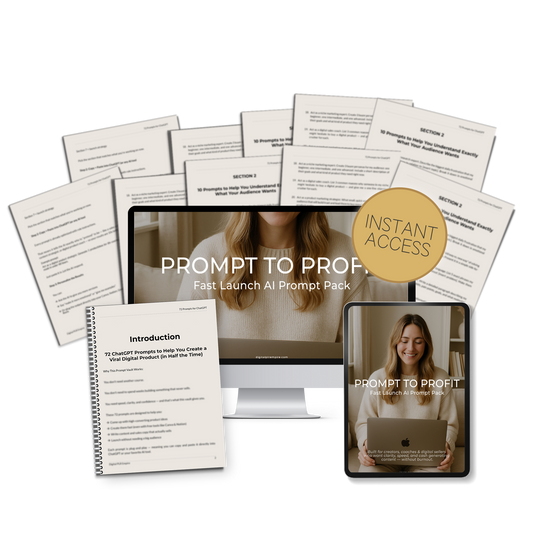 72 ChatGPT Digital Product Prompts – Create & Sell eBooks, Templates, Courses with AI (For Coaches + Creators)